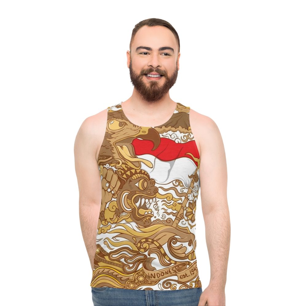 Unisex Indonesia tank top with Barong eagle design
