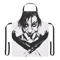 Industrial-style black apron with dark, gothic, and horror-themed design