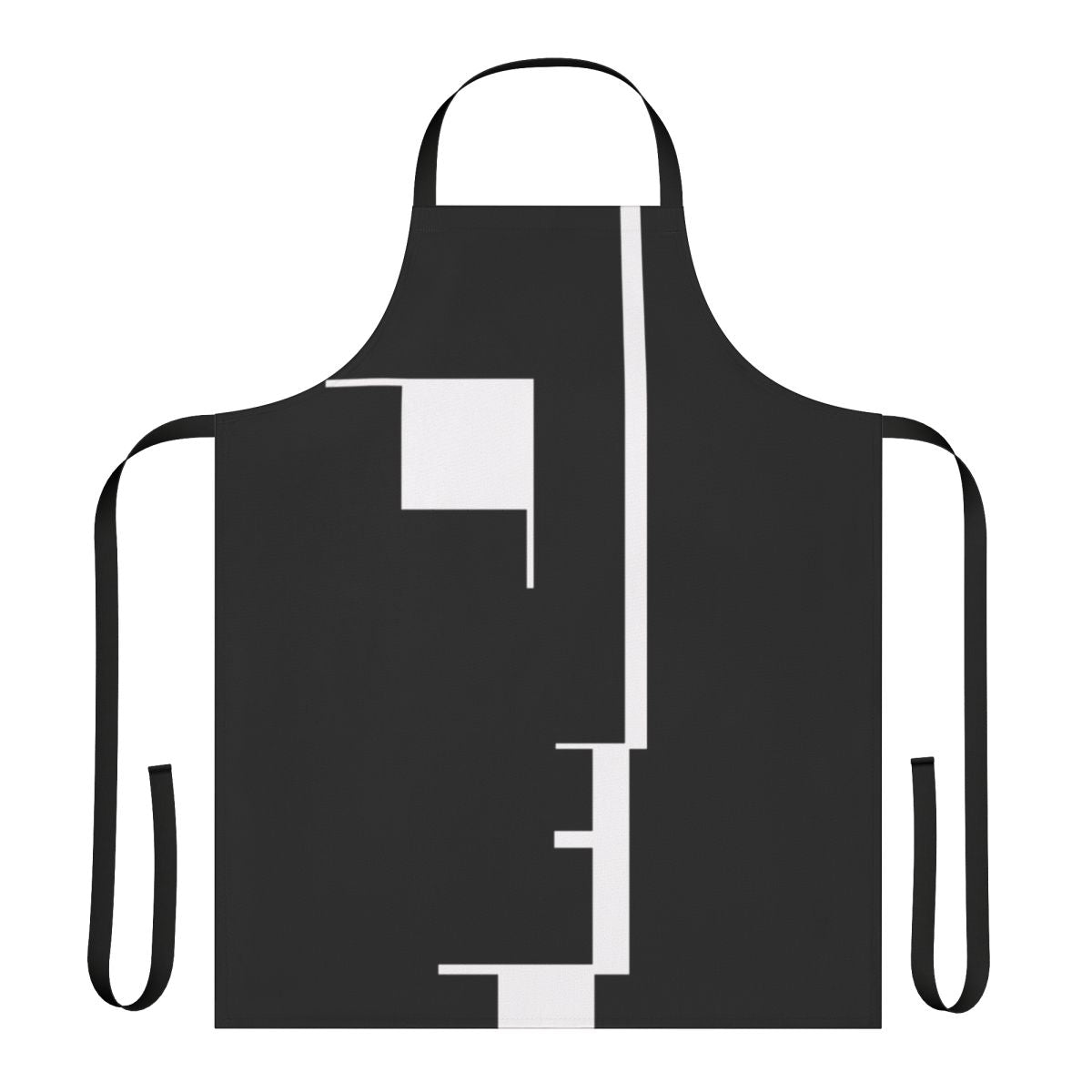 A black apron with a minimalist Bauhaus-inspired design, perfect for goth and industrial music fans.
