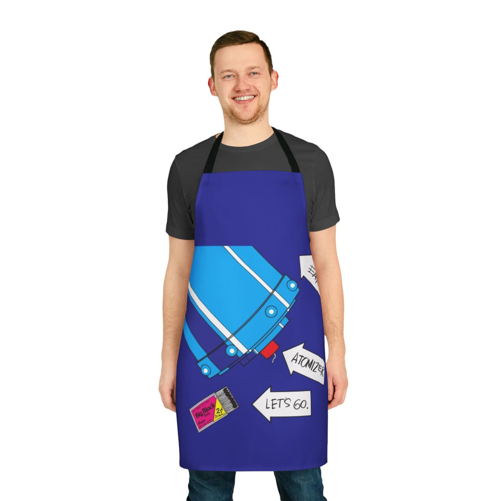 Industrial-style black apron with punk and metal-inspired design