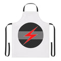 Grey apron with Throbbing Gristle industrial music band logo