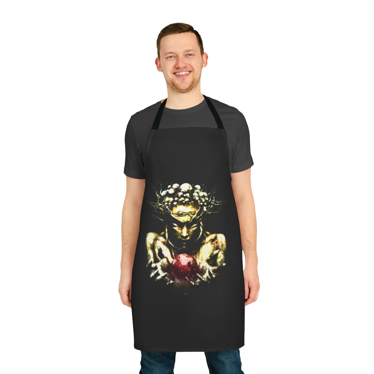 Infection Monitor Apron featuring artwork inspired by the electronic music group Infected Mushroom
