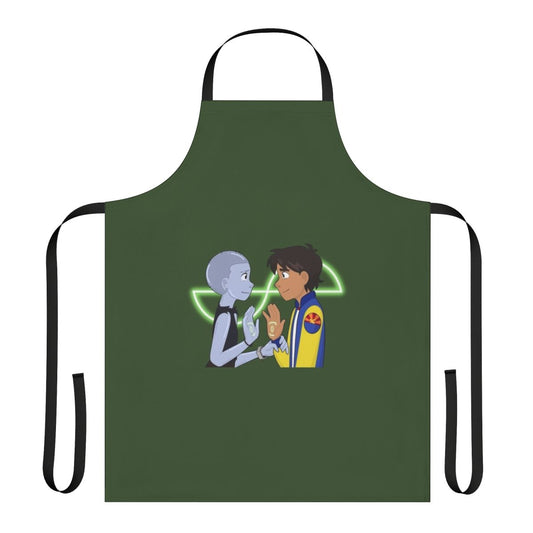 Infinity Train-themed apron featuring the show's iconic imagery