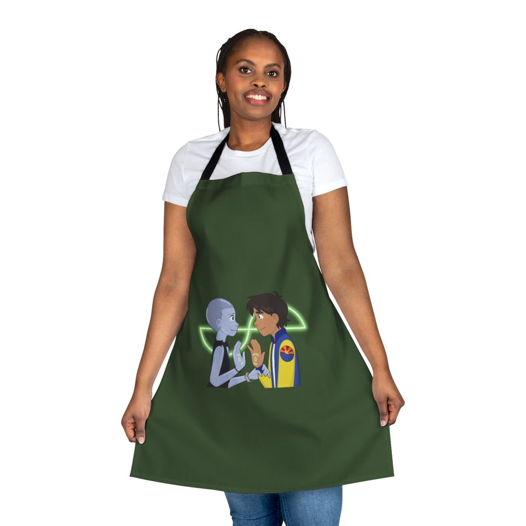 Infinity Train-themed apron featuring the show's iconic imagery