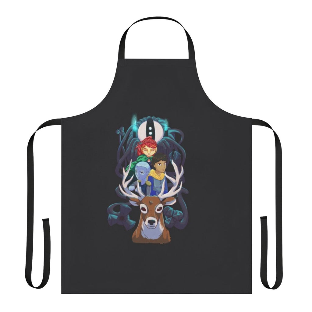 Whimsical infinity train-inspired fantasy apron featuring characters and scenery from the animated series