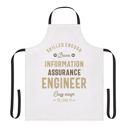 Information Assurance Engineer wearing a high-quality apron with relevant typography