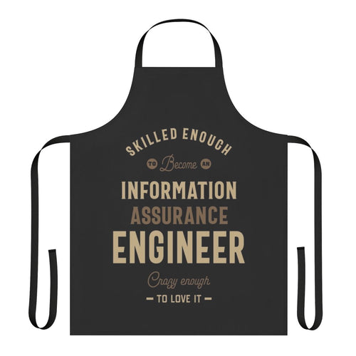 "Information Assurance Engineer Apron with Text and Icons"
