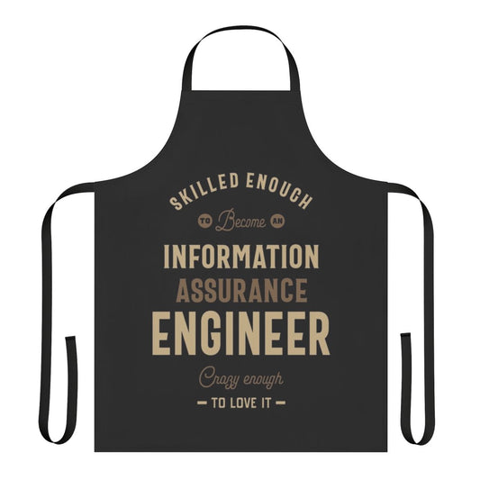 "Information Assurance Engineer Apron with Text and Icons"
