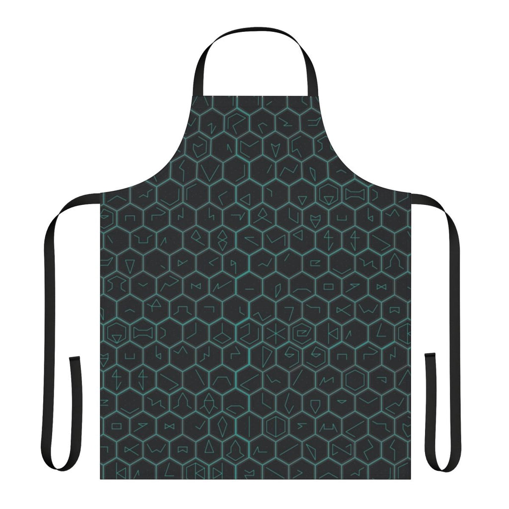 Ingress-inspired glyph design printed on a high-quality kitchen apron