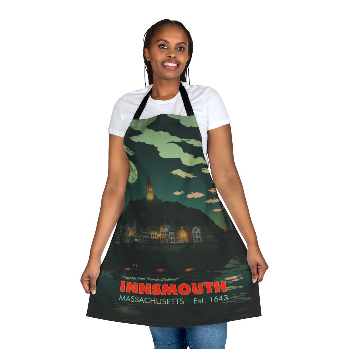Apron featuring the city of Innsmouth, Massachusetts from the Cthulhu Mythos of H.P. Lovecraft
