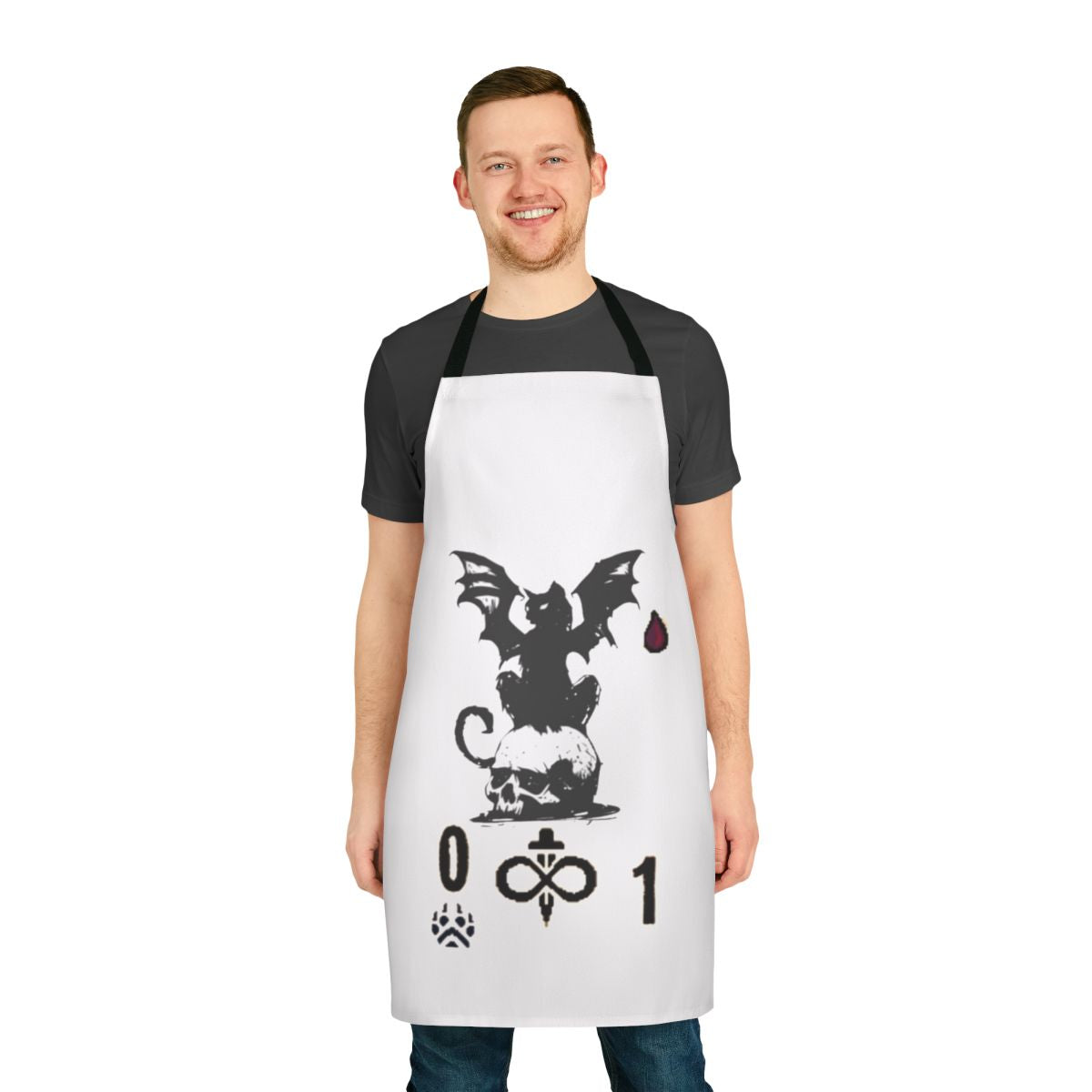 Inscryption inspired gaming apron with pixel art design
