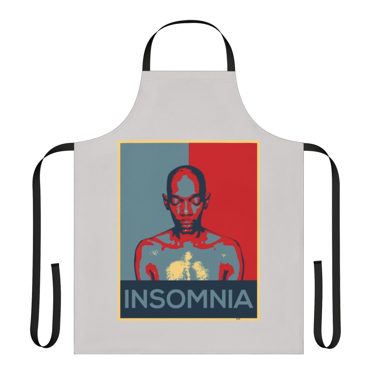 Insomnia-inspired apron featuring the Faithless band logo and design