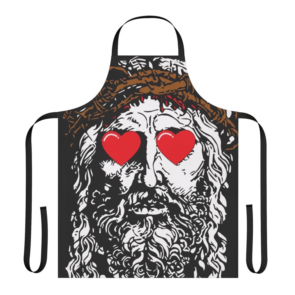 Apron featuring the text "Jesus Loves You" on a white background