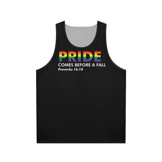 Inspirational Christian Pride Tank Top with Proverbs 16:18 Bible Verse