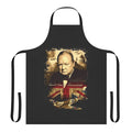 Apron featuring a patriotic design with Winston Churchill's famous "Never Give Up" quote and imagery from World War II