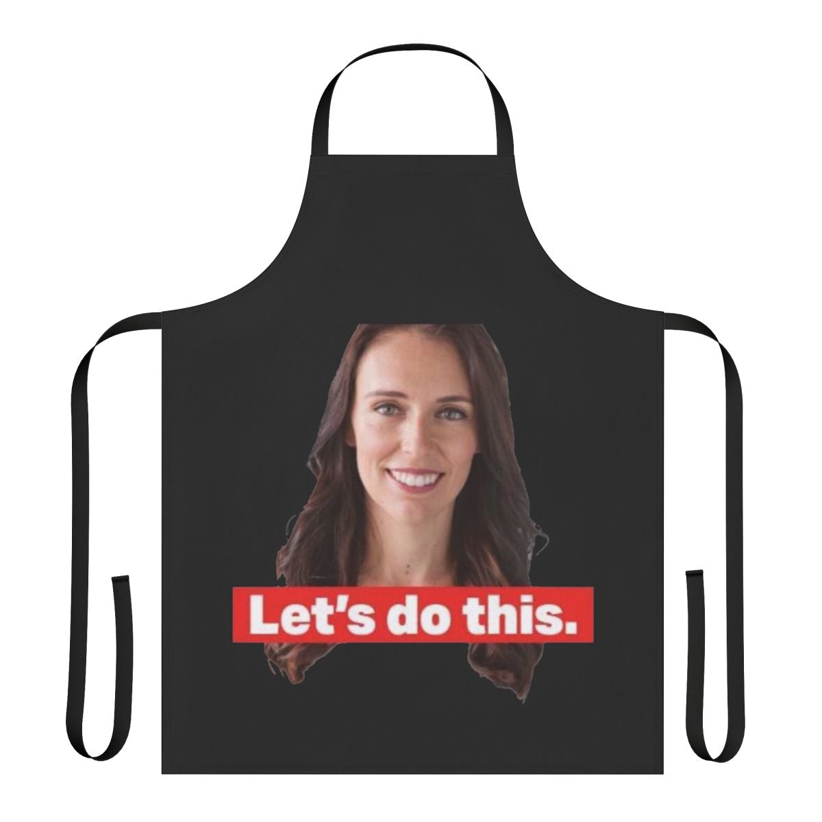 Apron featuring a design inspired by New Zealand Prime Minister Jacinda Ardern