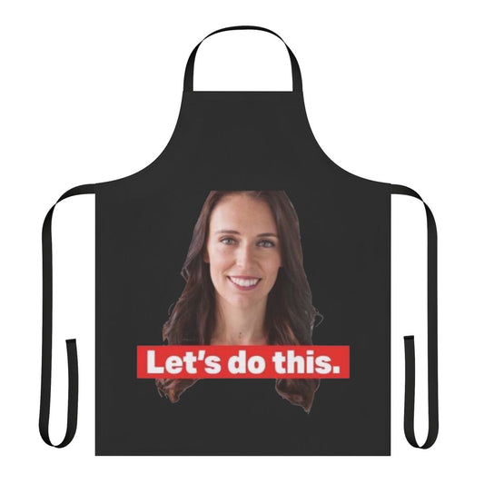 Apron featuring a design inspired by New Zealand Prime Minister Jacinda Ardern