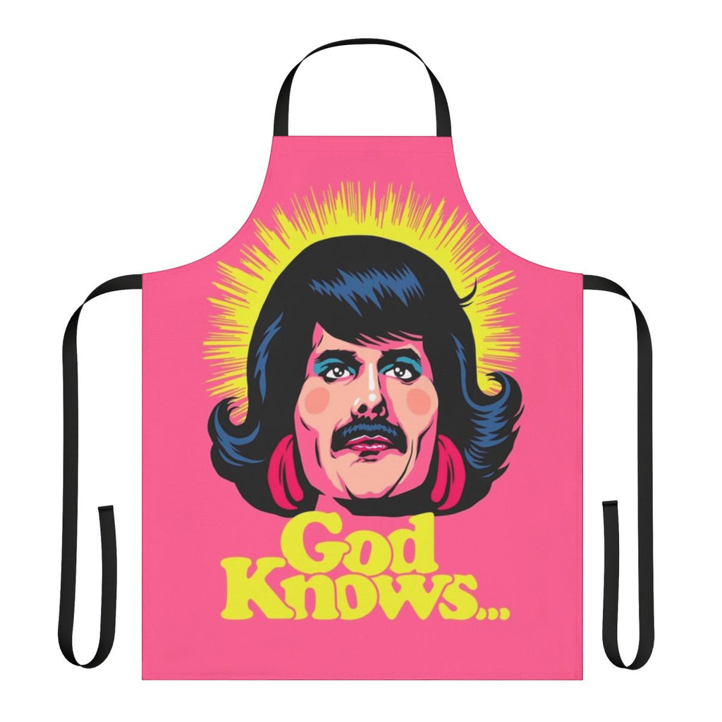 God Knows inspirational kitchen apron with Christian religious design