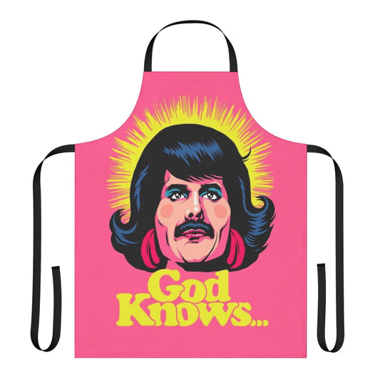 God Knows inspirational kitchen apron with Christian religious design