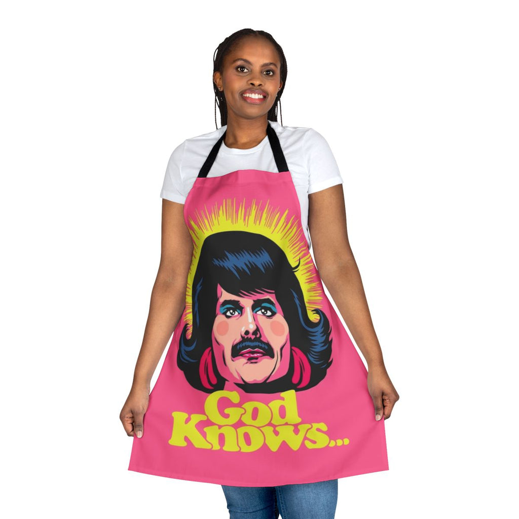 God Knows inspirational kitchen apron with Christian religious design