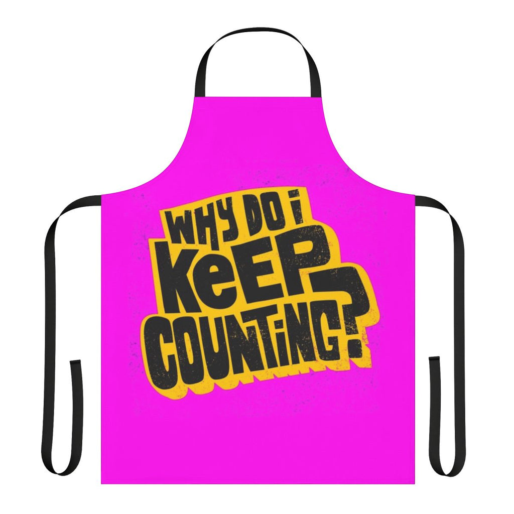 Motivational apron with bold black typography and colorful design