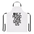 Stylish black and white apron with handwritten music quote