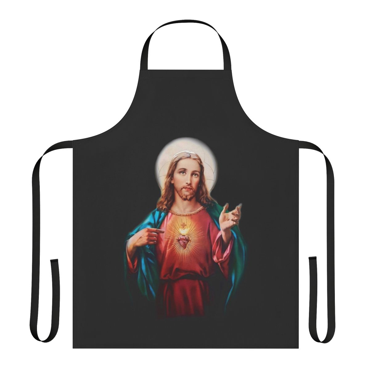 Stylish religious apron featuring a beautiful depiction of Jesus Christ, the Savior
