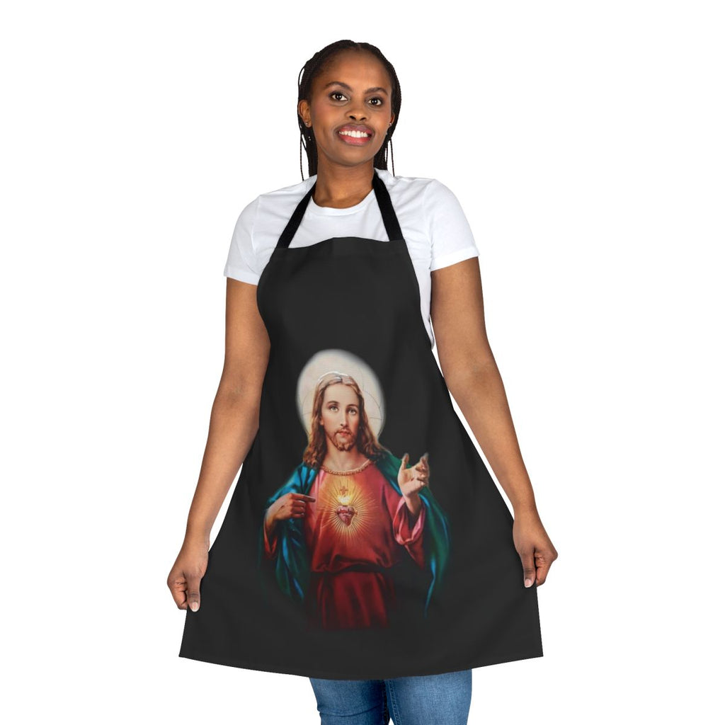 Stylish religious apron featuring a beautiful depiction of Jesus Christ, the Savior