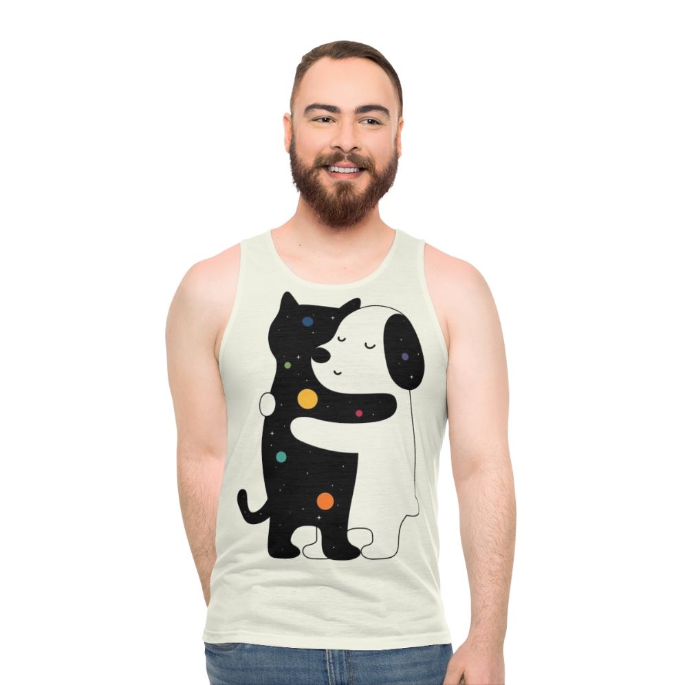 Unisex tank top with inspirational rainbow and animal graphics