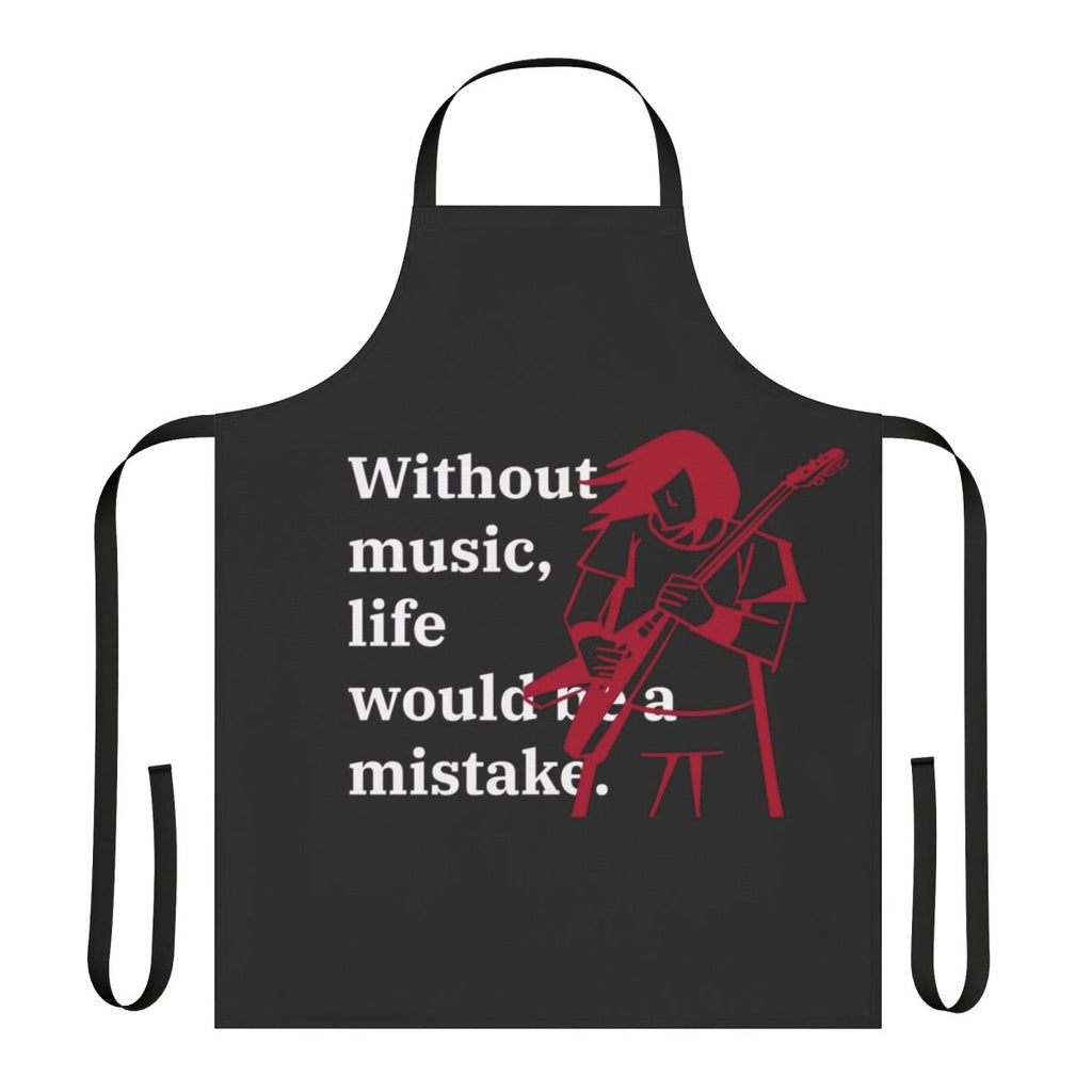"Inspirational 'Without Music Life' Apron featuring a quote by Friedrich Nietzsche for music enthusiasts"