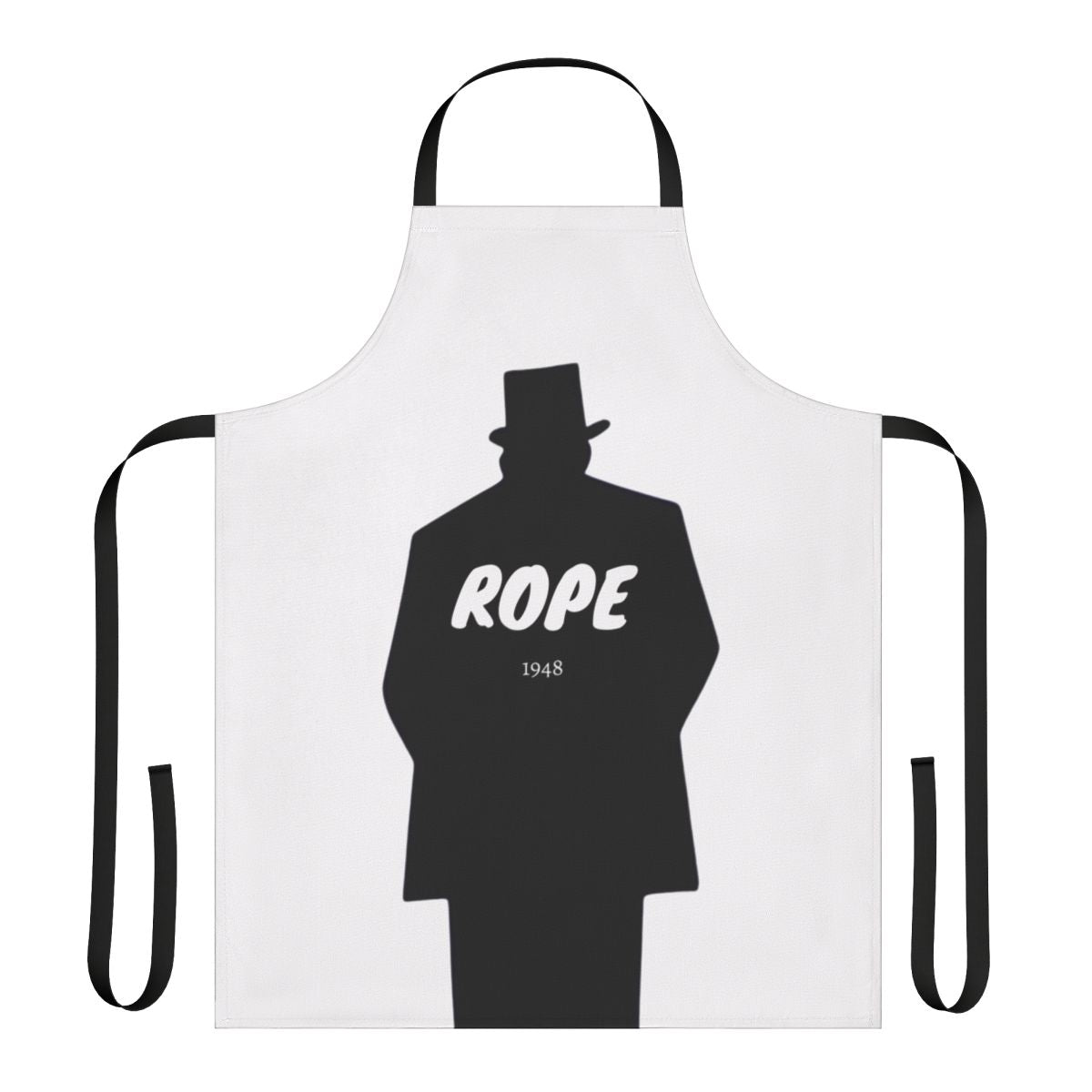 An apron featuring a classic Hitchcock movie scene, perfect for film lovers