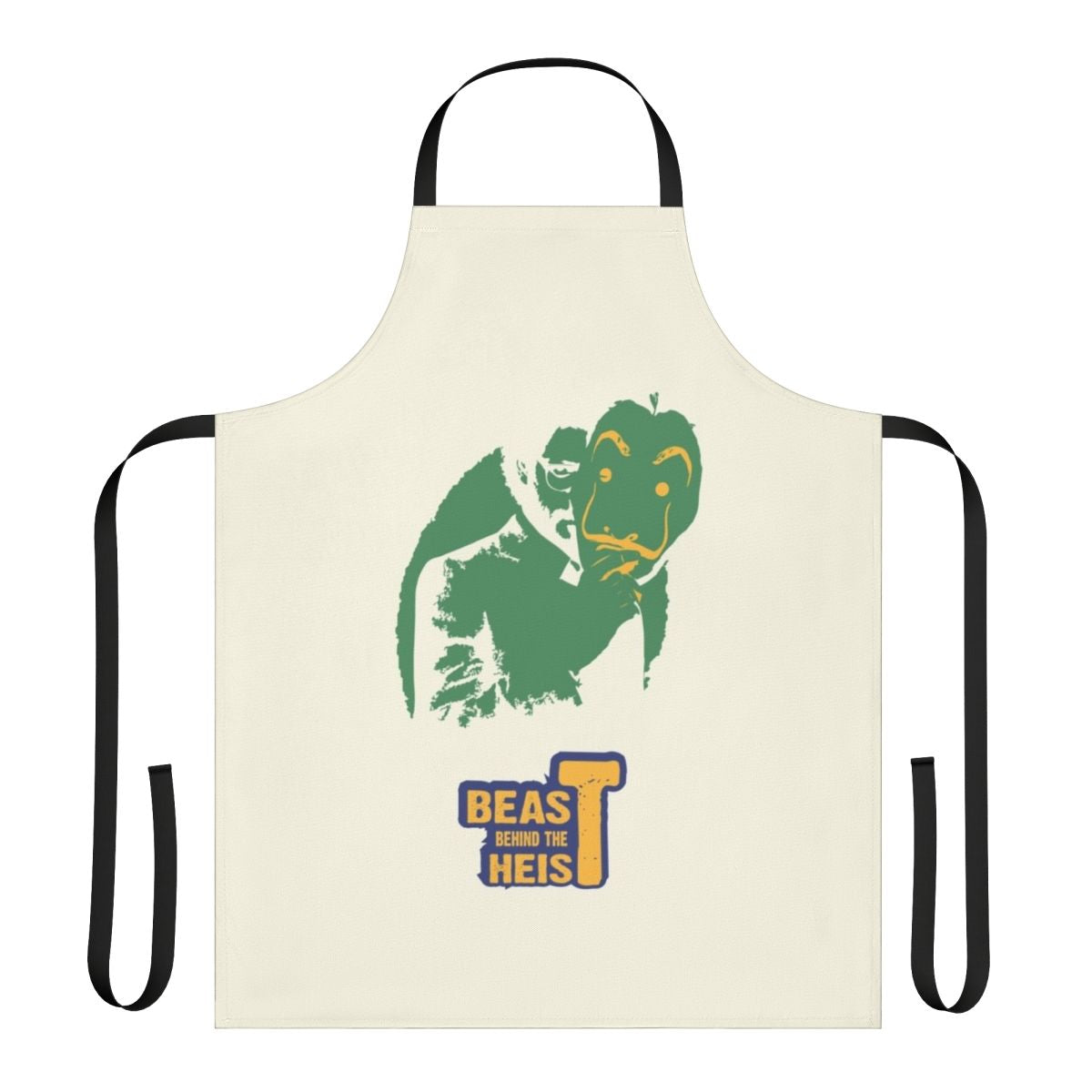 "Money Heist inspired apron with graphic design for Netflix series fans"