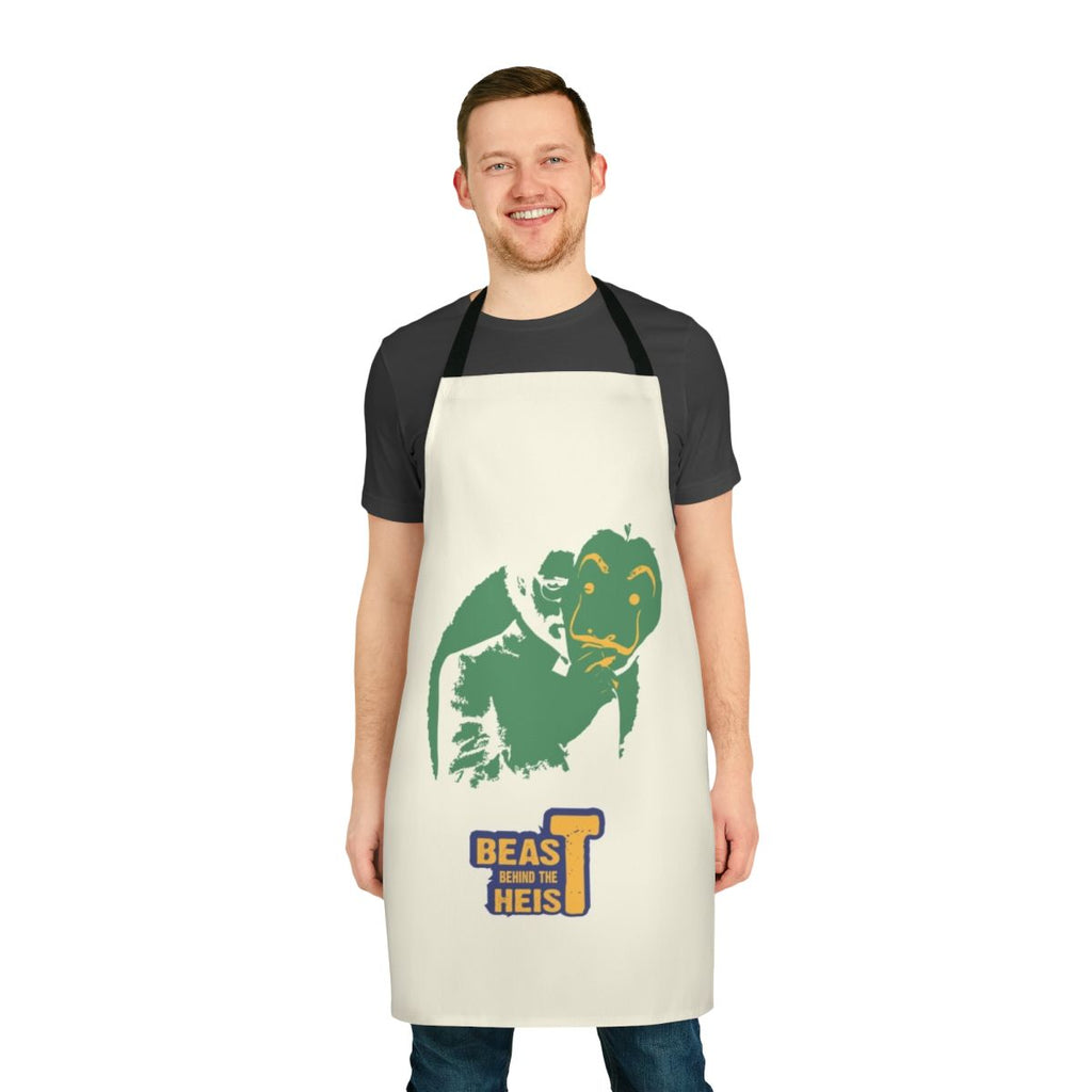"Money Heist inspired apron with graphic design for Netflix series fans"