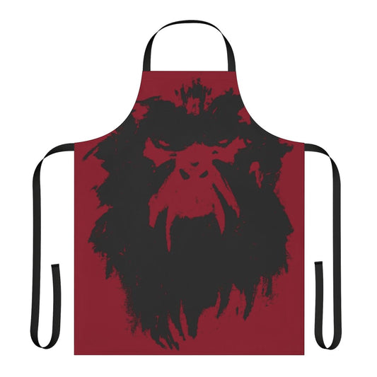 Black apron featuring a wall drawing design inspired by the cult film 12 Monkeys
