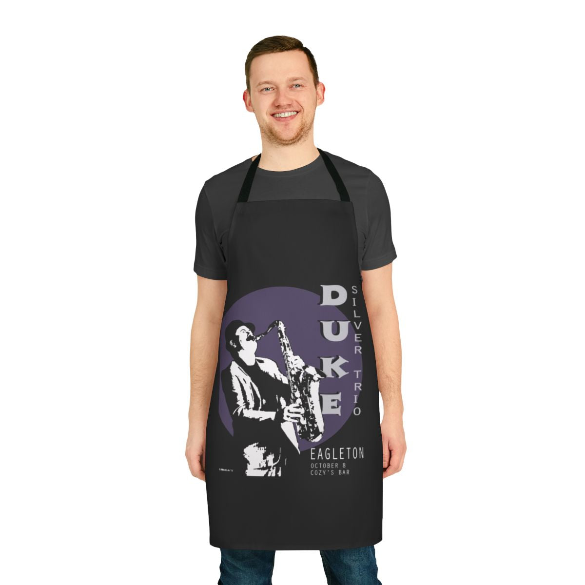 Inspired by Ron Swanson from Parks and Recreation, this high-quality apron features the character's alter ego, Duke Silver.