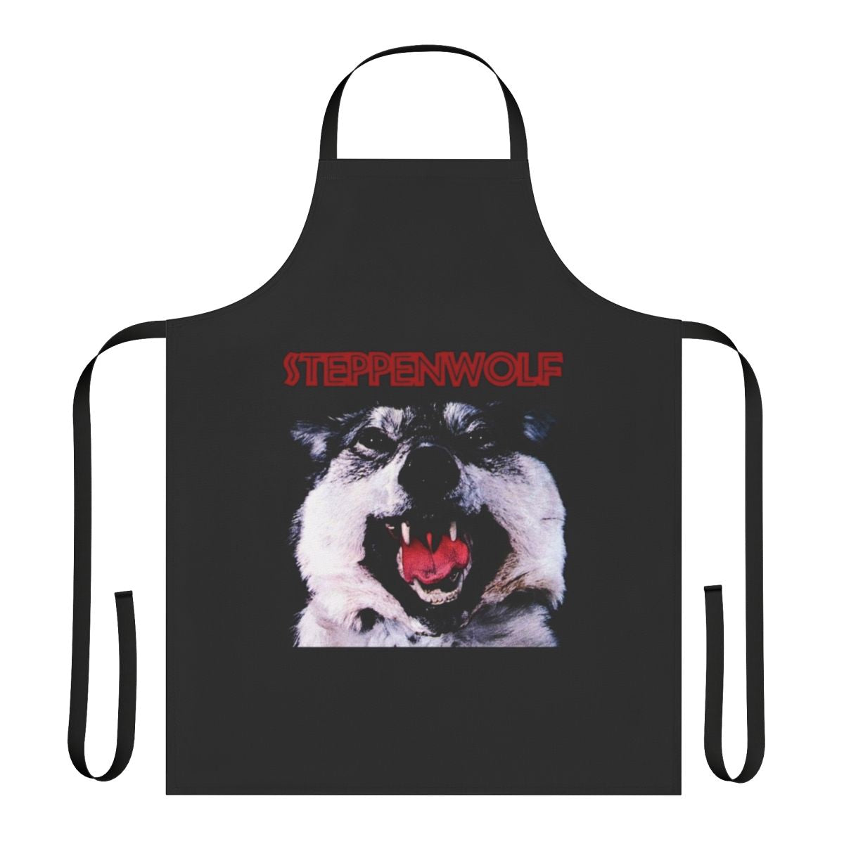 Stylish apron featuring the Steppenwolf band logo and literary references to Hermann Hesse's works