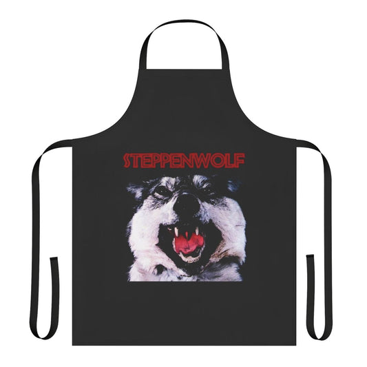 Stylish apron featuring the Steppenwolf band logo and literary references to Hermann Hesse's works