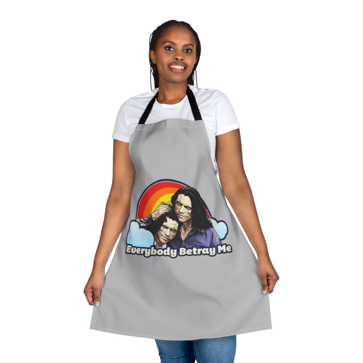 Apron featuring the quote "Everybody Betray Me" from the cult film "The Room"
