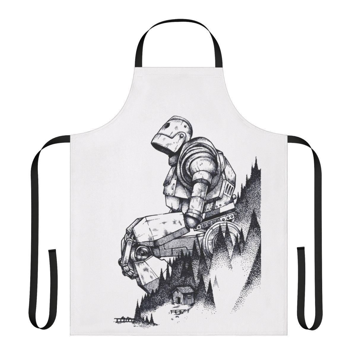 Stylized apron featuring the iconic Iron Giant robot character from the beloved animated film