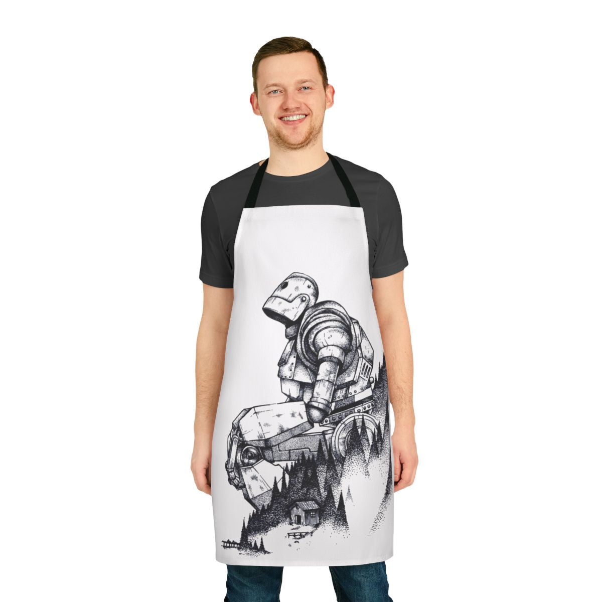 Stylized apron featuring the iconic Iron Giant robot character from the beloved animated film