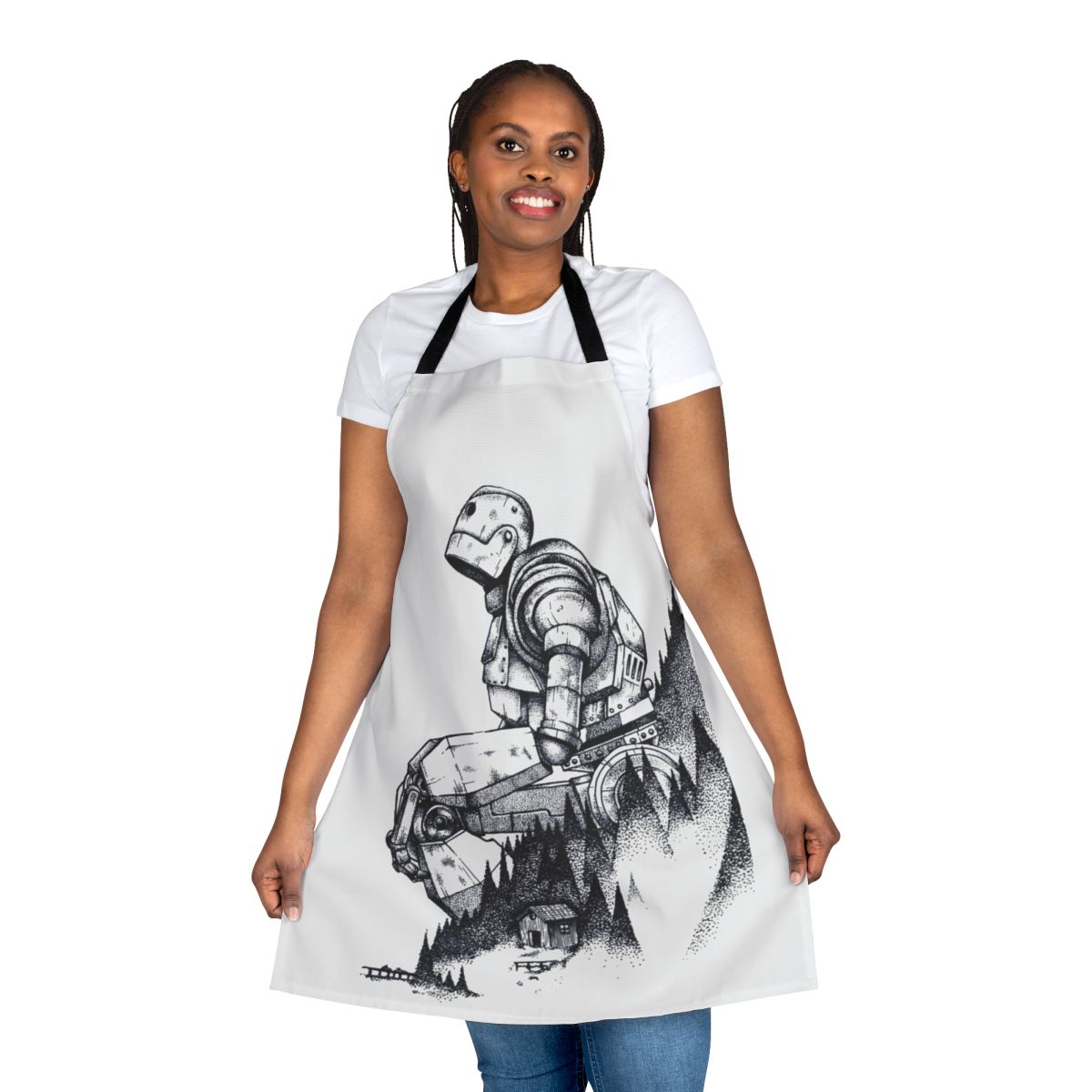 Stylized apron featuring the iconic Iron Giant robot character from the beloved animated film