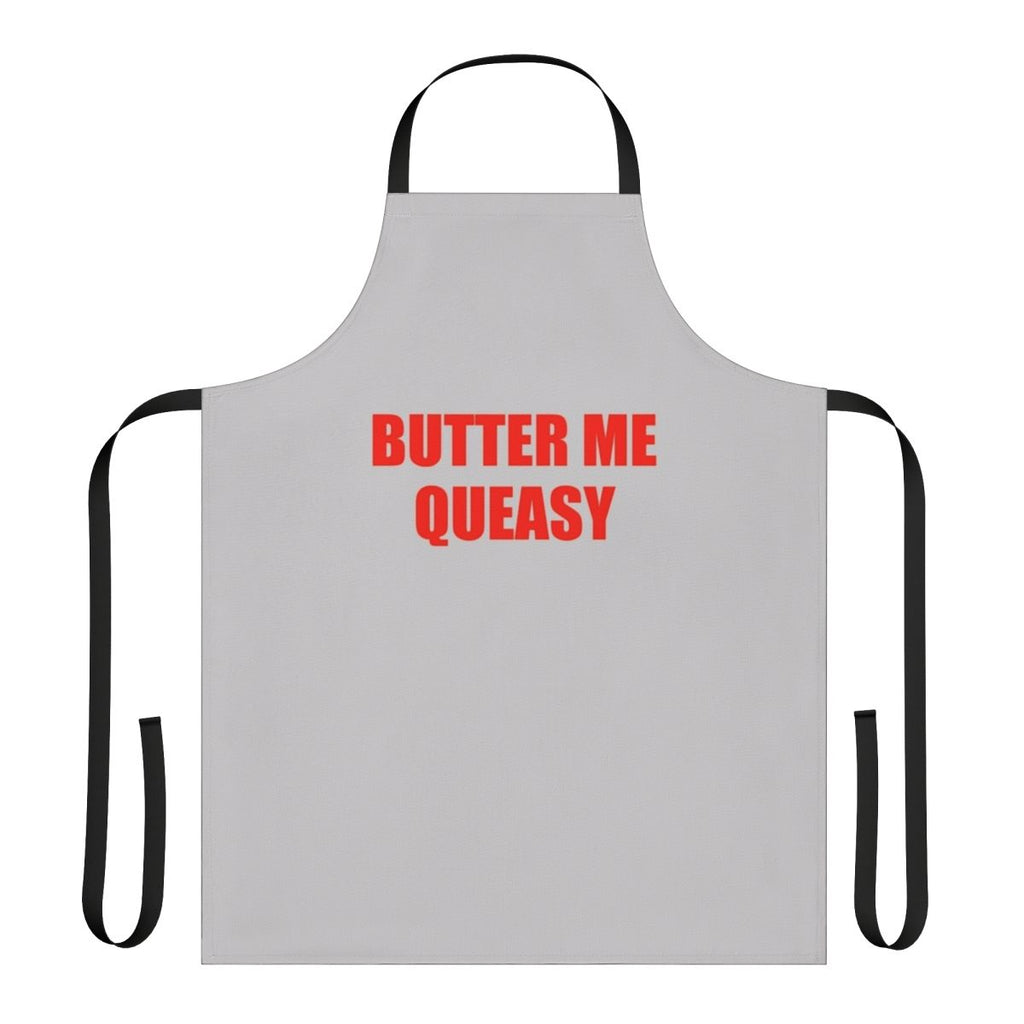 iCarly-inspired Penny-themed apron with "Butter Me Queasy" text