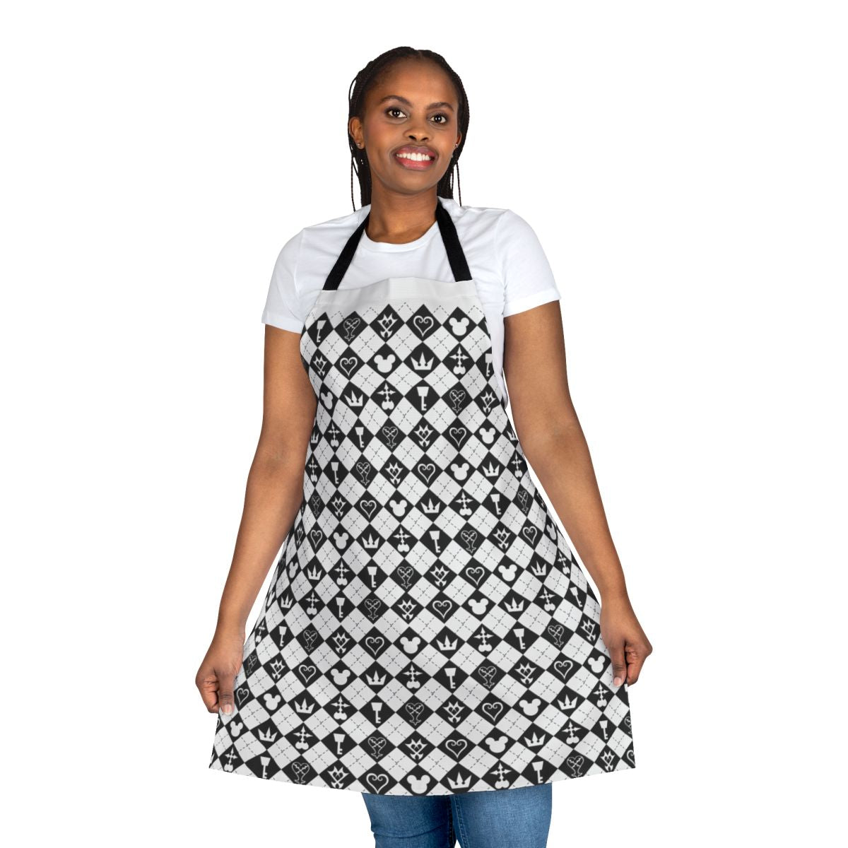 Kingdom Hearts inspired apron featuring Sora and dream eater characters