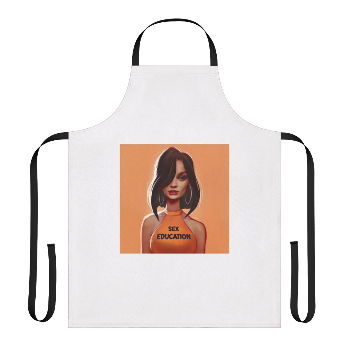 Vibrant apron featuring the character Maeve Wiley from the Netflix series Sex Education