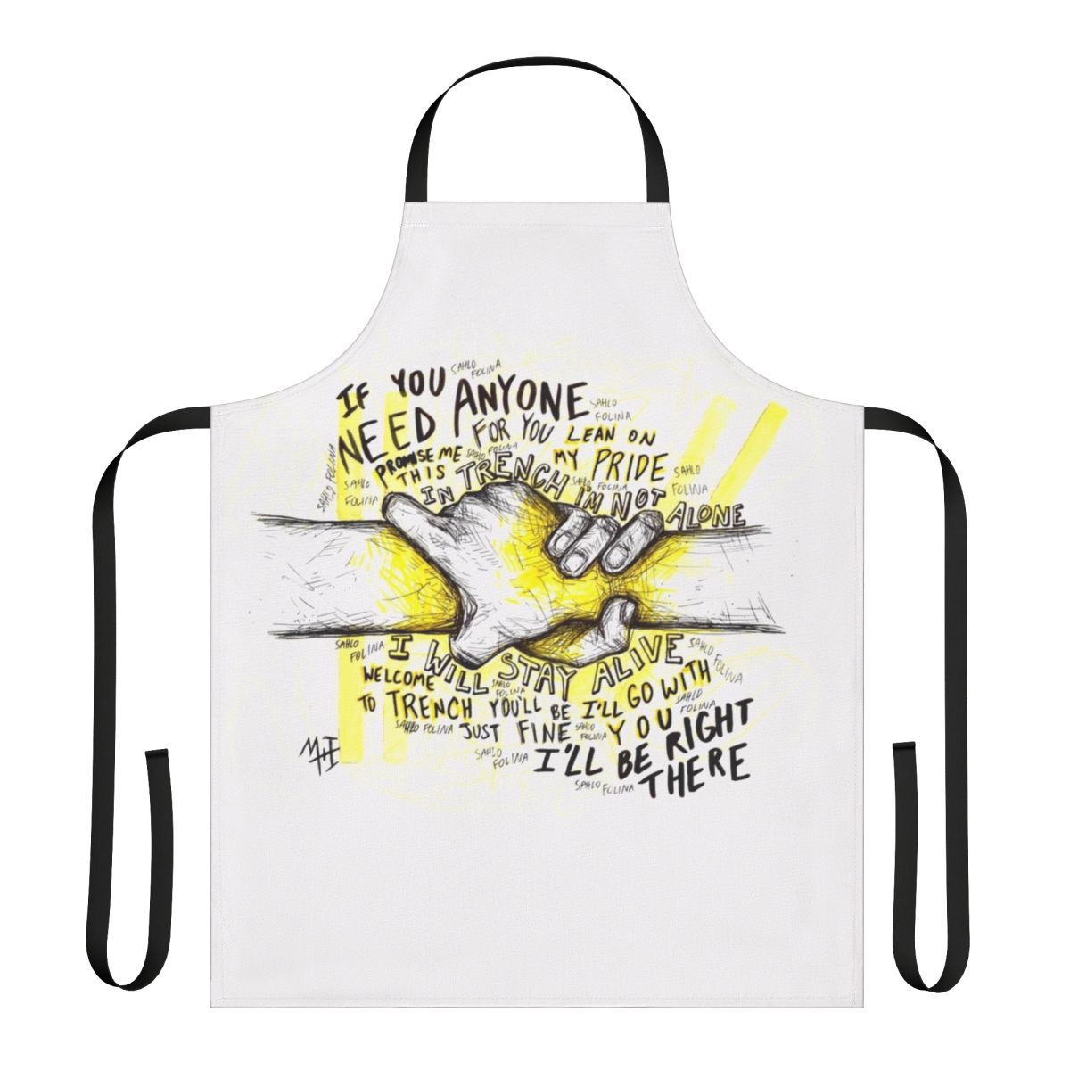 Apron with watercolor design and words of hope and encouragement