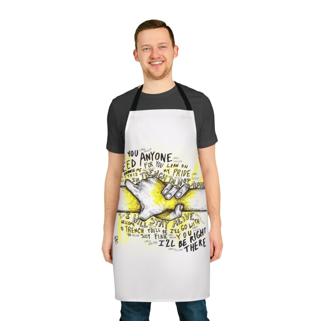Apron with watercolor design and words of hope and encouragement