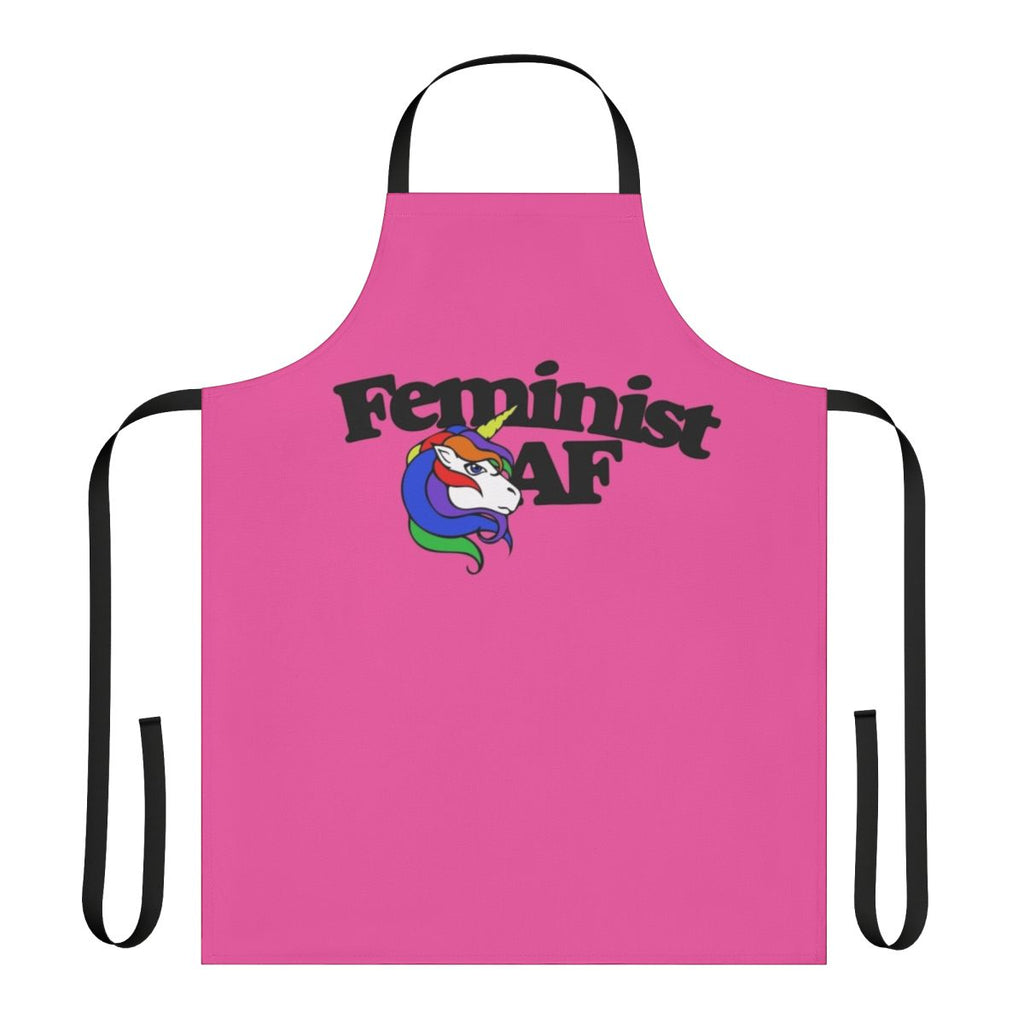 Feminist cooking apron with unicorn, rainbow, and feminist iconography