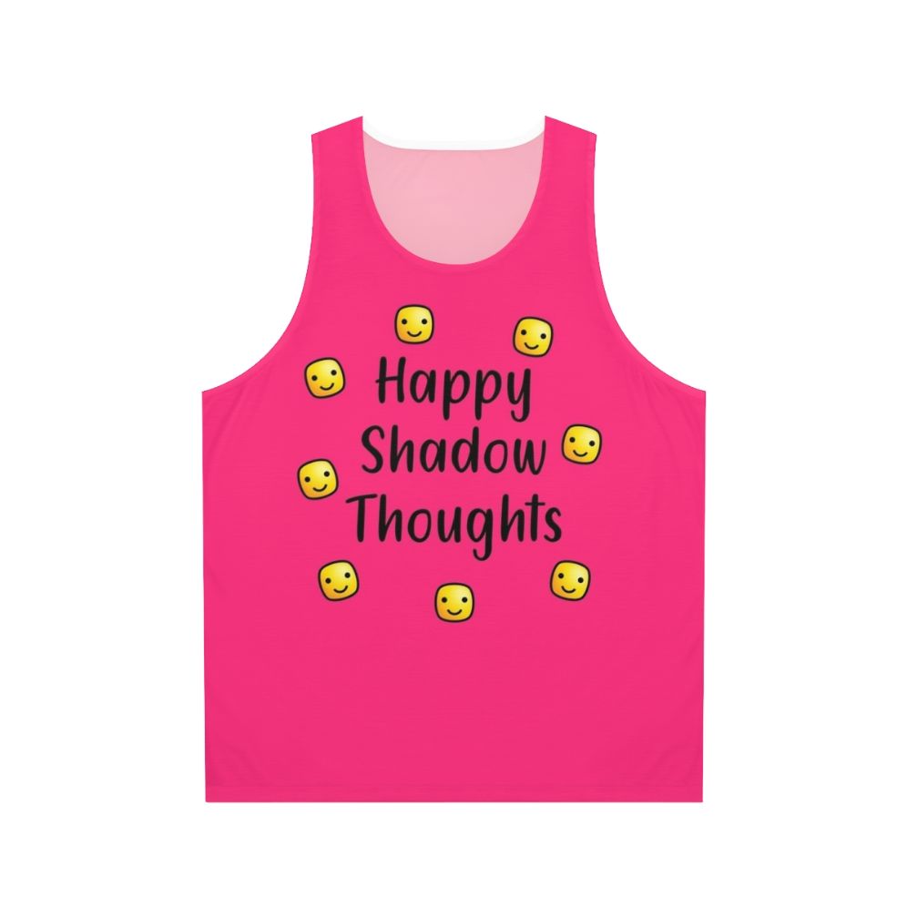 Unisex tank top with 'Shadow Thoughts' motivational design