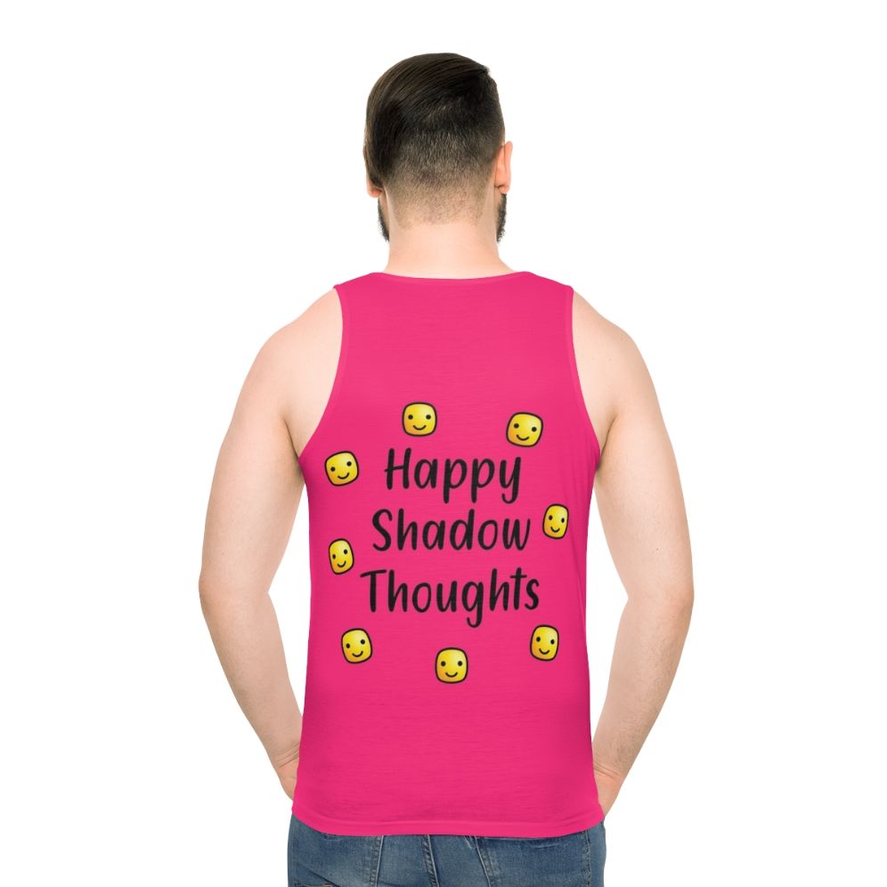 Unisex tank top with 'Shadow Thoughts' motivational design