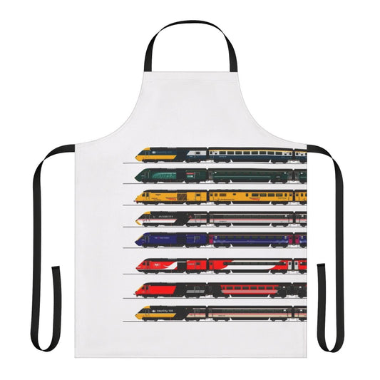 Intercity 125 high-speed train themed apron with locomotive and railway elements